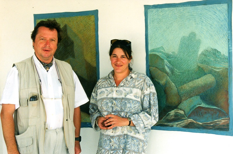 Présentation au Centre d'Etudes Alexandrie des peintures réalisées sur les fouilles archéologiques du phare d'Alexandrie.