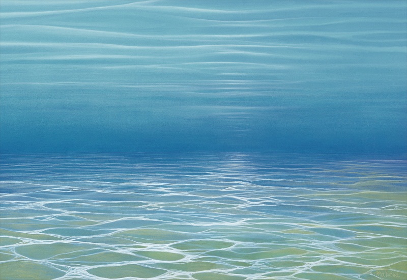 méditation - Peinture sub-aquatique de Malvina, peintre en immersion